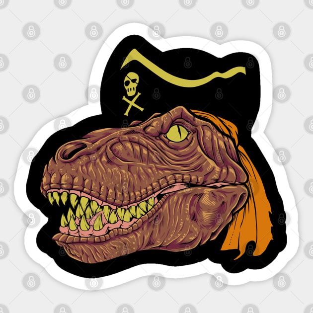 Buccaneer Dino - Pirate TREX Sticker by Modern Medieval Design